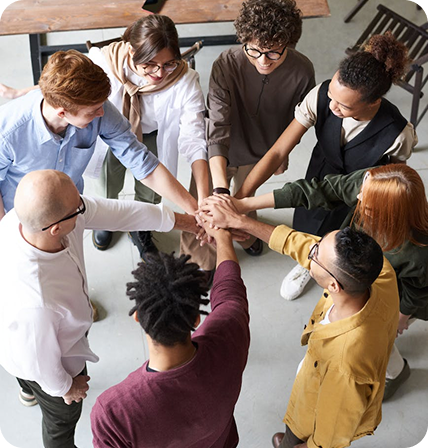 a team putting their hands together